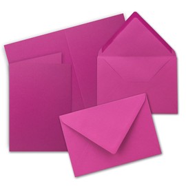 10 x DIN B6 Folding Card Set with Envelopes – Amarena (Pink) – 115 x 170 mm – Ideal for Invitation Cards, Wedding, Christening, Communion, Confirmation – Brand: FarbenFroh