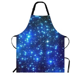Beabes Stars Galaxy Night Sky Art Chef Apron 27 X 31 Inch Milky Way Stars Galaxy Cosmic Field Space Non-Pilling Bib Apron for BBQ Grilling Gardening with Adjustable Neck Strap