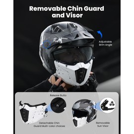 ILM Open Face Motorcycle 3/4 Half Helmet for Men and Women, Vintage Retro Helmet with Visor for Moped ATV Cruiser Scooter DOT Model Z302(Matte Skull,XX-Large)