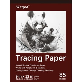 Tracing Paper 9x12 inch, 85 Sheets Translucent Tracing Paper Pad, 38lb/60gsm Vellum Art Paper Works with Pencil, Marker and Ink