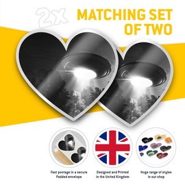 Awesome 2 x Heart Stickers 10 cm - BW - Cool Alien Spacecraft UFO Space Sci-Fi Fun Decals for Laptops,Tablets,Luggage,Scrap Booking,Fridges #40977