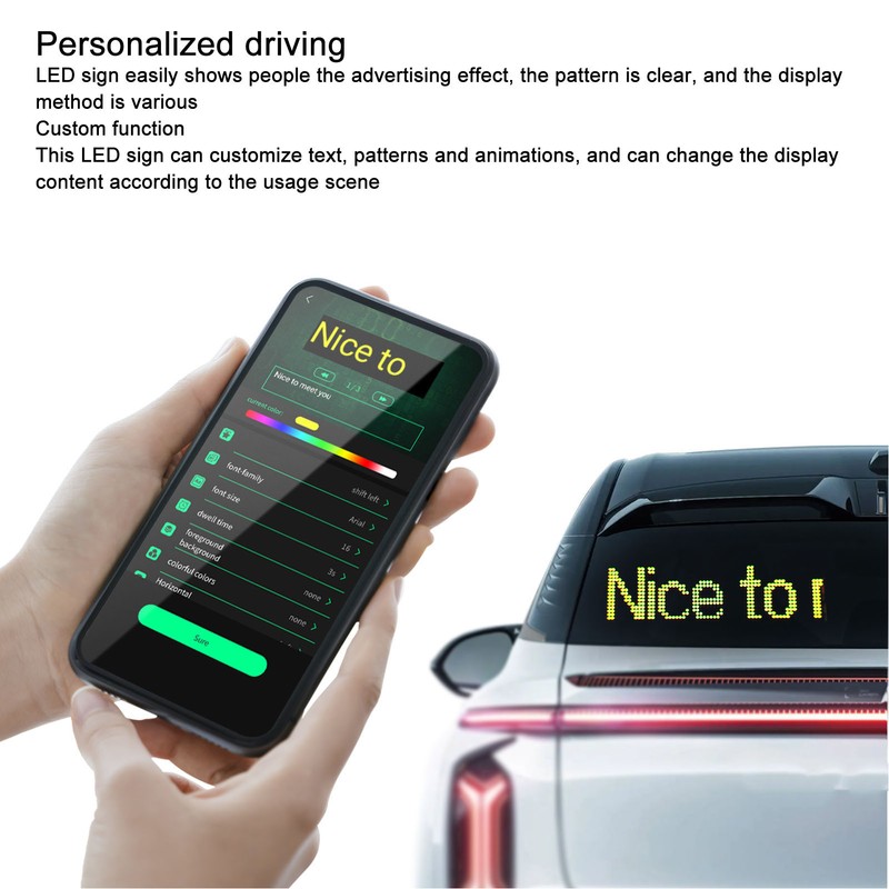 LED Car Sign Flexible Bluetooth App Control Programmable Scrolling Panel