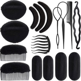 16 Pieces Hair Bump Sponge, Padding Volume Insert Tools, Simple Braid Tools, Bases up Combs, Hair Styling Accessories for Girls & Women