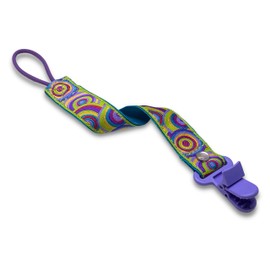 JaxBaby | Vibrant Targets Handmade Pacifier Strap with Clip | Woven Jacquard Paci Holder Cute Multicolor Baby Soothies Teethers Keeper Binky Leash (Clip + Wristlet)