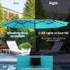 HAPPYGRILL 15 FT Double-sided Patio Umbrella with Solar Lights, Crank