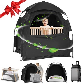 YABORAS Sleep Tent for Pack N Play, Baby Sleep Tent One-Click Assembly Effective Light Blocking Tent for Sleep Pod & Mini Crib, Light Blocking Tent for Babies and Toddlers