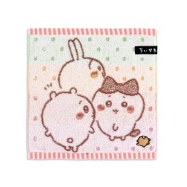 Chiikawa Friends Towel Handkerchief, Pink, Pile, 41-1160080, Approx. 9.8 x 9.8 inches (25 x 25 cm)