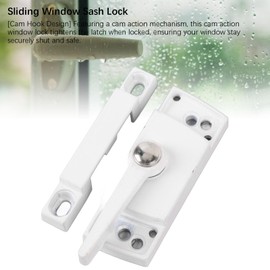 Jectse Cam Type Sash Lock with Anti Pry Screw/Fastener for Enhanced Security on Casement Windows, Easy Installation for Home Protection (White)