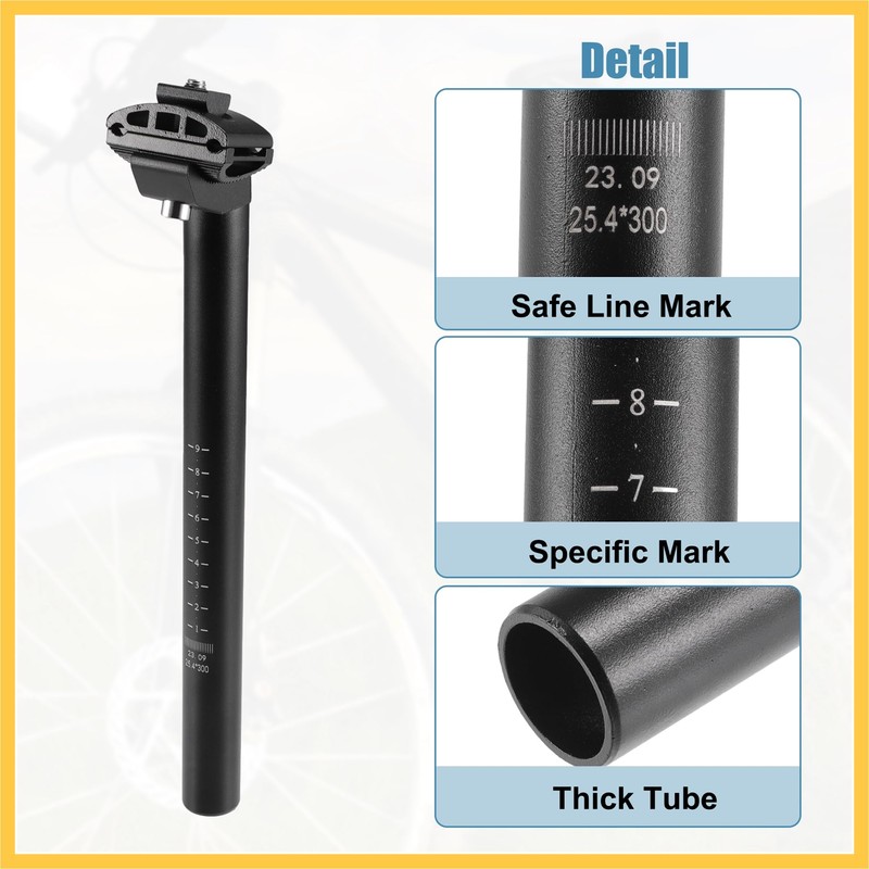 BULLSPANN Seat Post 25.4 Bicycle Saddle Post 300x25.4mm Aluminum Alloy