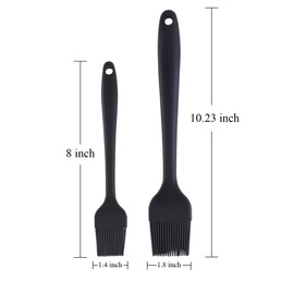 MIFASOO 2 Pack Heat Resistant Silicone Basting Brush,Black Long Handle Pastry Brush for Grilling, Baking, BBQ and Cooking