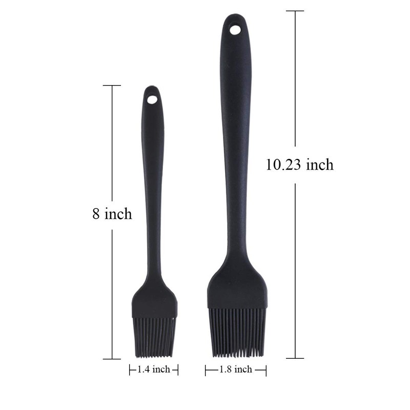 MIFASOO 2 Pack Heat Resistant Silicone Basting Brush,Black Long Handle