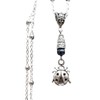 Ladybug Handmade Charm Necklace on a Sterling Silver Chain with a Blue Glass Round Bead Accent