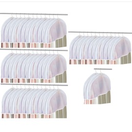 50pcs Clothes Protectors For Hanging Clothes，Suit Covers For Closet，Dust Covers For Hanging Clothes，Garment Covers For Hanging Clothes，Hanger Covers To Keep Dust Off Clothes，24''W X 12"H X 2''D