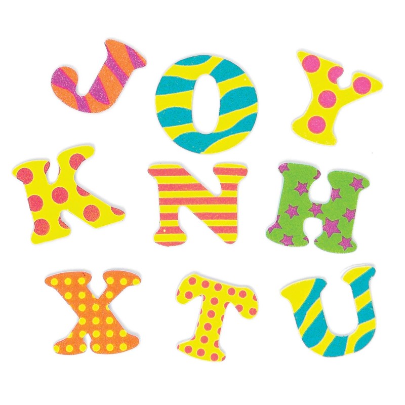 Baker Ross AF422 Capital Letters Foam Rubber Stickers with Patterns,