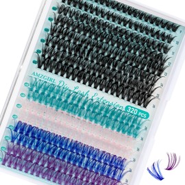 Individual Eyelashes, Cluster Eyelashes, D Curl Eyelashes, Individual Clusters, 320 Pieces, 40D Colourful Eyelash Extensions, Soft Eyelashes, Individual Eyelashes, DIY Eyelash Extension Cluster for
