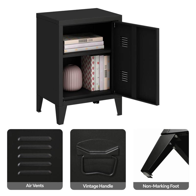 MIOCASA Metal Nightstand Modern End Side Table Steel Bedside Storage