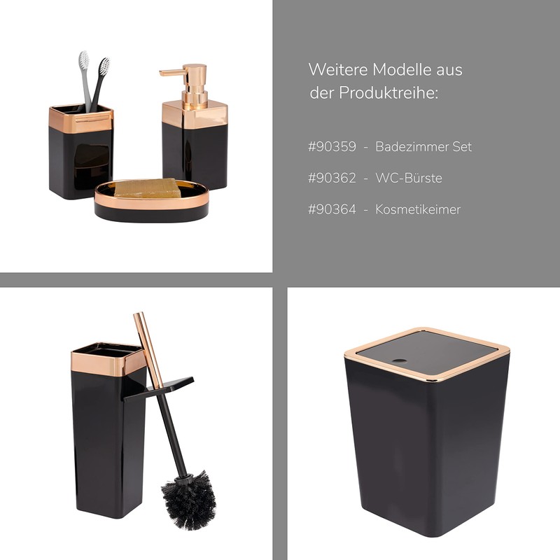 bremermann Savona Toilet Brush Holder Square (Black/Rose Gold)