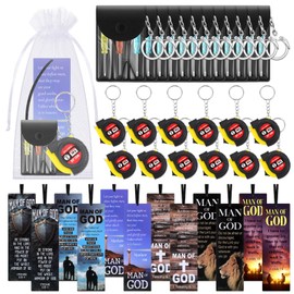 Tellegloww 36pcs Man of God Gifts Mini Tape Screwdriver Keychain Bookmark Set Christmas Employee Coworkers Men Gift Adult Christian Party Favors Measuring Tape Keychain Religious Bookmark for Men Dad