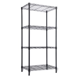 Whitmor 4 Tier Storage Shelves, Heavy Duty Metal Shelving, 400 lbs Capacity per Shelf, 1600 lbs Total, Easy Assembly for Kitchen, Garage, Plant, 18" L x 12" W x 38.2" H, Black
