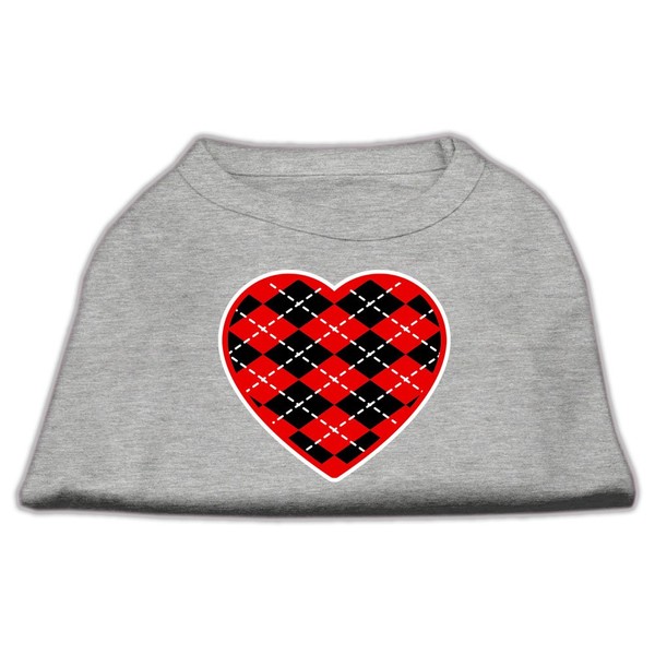 Mirage Argyle Heart Red Screen Print Shirt Grey XXL