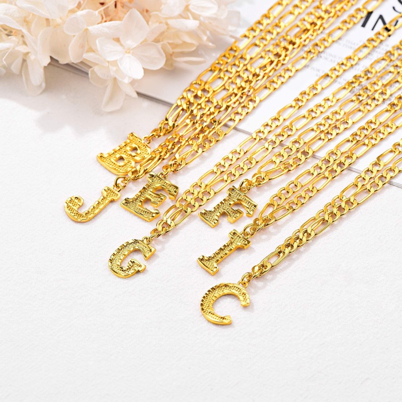 FOCALOOK Initial Neckles for Women Men 14K Gold Plated N