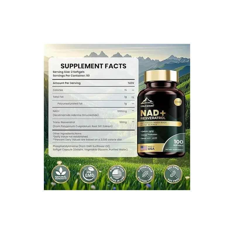 Suplemento Nad Resveratrol 100 Cápsulas Bienestar