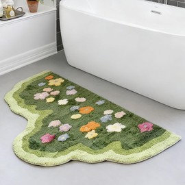 Green Moss Leaf Bathroom Carpet,Anti Slip and Cute Bath Mat Irregularly Shaped Tufted Carpet,3D Moss Mat Bathroom Bedroom Living Room Decoration(19.68x31.5 Inches)