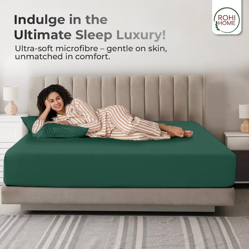 Rohi King Size Fitted Sheet 100% Microfibre – 16'' (40cm)