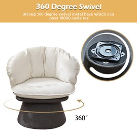 INZOY Swivel Accent Chair Swivel Barrel Chair, Mid Century Modern Chair for Living Room Bedroom Small Spaces, Swivel Round Chair Armless Accent Chair with Removable Padding, Beige