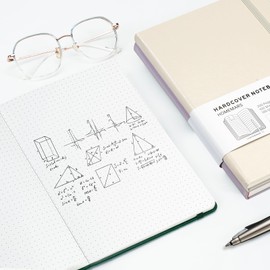 HOMEMARS Notebook, Notebook, 21 cm x 14.5 cm, Notebook A5 Dotted, Hardcover Leader Bullet Dot Grid Journal, Journal Book, Travel Journal, Notepad, 100 GSM, 200 Pages, Green, Leather Hardcover