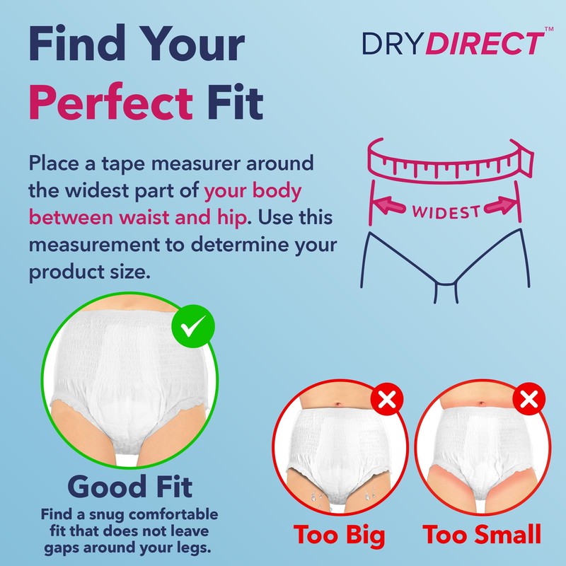 Dry Direct Super Overnight Underwear, Soft Cloth-Like Adult Diapers, Overnight
