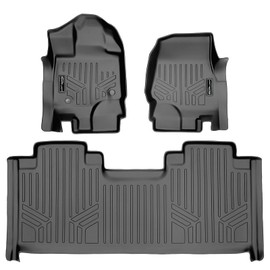 SMARTLINER Custom Fit Floor Mats 2 Row Liner Set Grey for 2015-2022 Ford F-150 SuperCab with 1st Row Bucket Seats