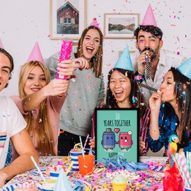 Stuff4 10th Anniversary Poster Framed - 10 Years Together - Happy 10th Wedding Anniversary Cute Gifts for Partner Wife Husband Boyfriend Girlfriend Companion, 8x10 Inch Anniversaries Posters