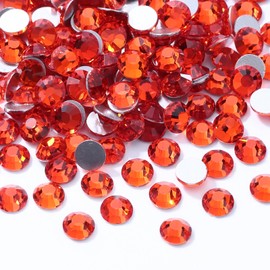 Meibite Hyacinth Flatback Rhinestones, Glass Rhinestones for Nail Art and Craft, Glue Fix, Loose Crystal Gemstones(Orange, SS30, 576pcs, 6.4-6.6mm)