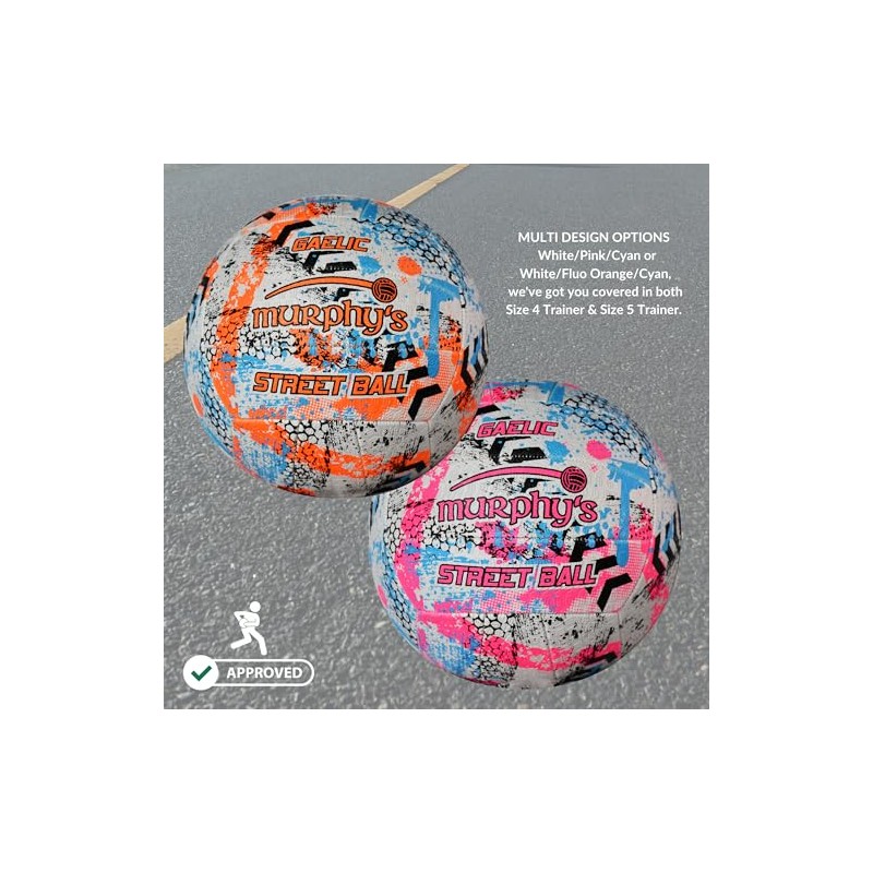 Murphy's Gaelic Street Trainer Footballs, Durable Vulcanised Rubber, Long Lasting
