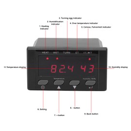 Digital Temperature Controller, 220V/110V Automatic Egg Incubator Thermostat Incubator Temp Humidity Controller