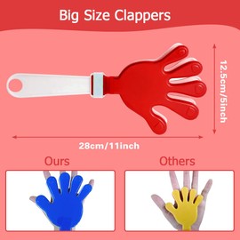 Lovecheer 8PCS Hand Clappers Noisemakers 11 Inch Large Red and White Clapper for Adults Sporting Events Team Spirits Cheerleading