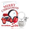 DPKOW Son Christmas Card Keyring Gifts, Funny Gamer Christmas Greeting