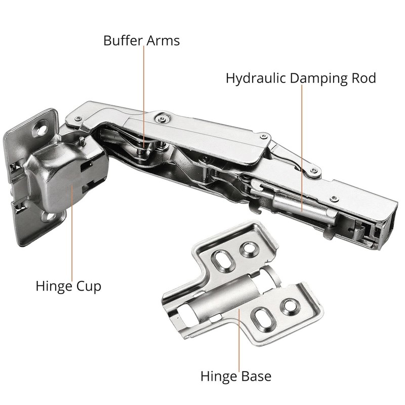 Bohaner 4 Pcs 165 Degree Kitchen Cabinet Hinges, Soft Close
