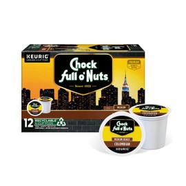 Chock Full o' Nuts Colombian Keurig K-Cup Pods for Keurig Brewers – Premium Arabica, Medium Roast – Single Serve – 1 Pack of 12 K-Cup Pods