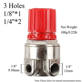 Druckregler für Luftkompressor, 3 Loch 1/8'' 1/4'' Luftpumpe Luftkompressor Zubehör