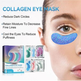 Bluemega Mascarillas para Ojos, 12 Unidades, Parches de Colágeno Marino Reducir Arrugas, Reducir Ojos Hinchados, Reducir Ojeras, Hidratar el Rostro,para Todo Tipo de Piel