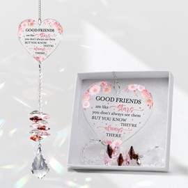 Best Friend Birthday Gifts for Women - Heart Crystal Suncatcher Ornament, Friendship Gifts for Women, Presents for Friends, Bestie Presents, BFF Presents, Window Hanging Decoration