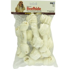 Dogit Natural Beefhide Knotted Bone, Medium, 15-18cm, 6-7-Inch, 600gm, 21.2-Ounce, 8-9 Pieces
