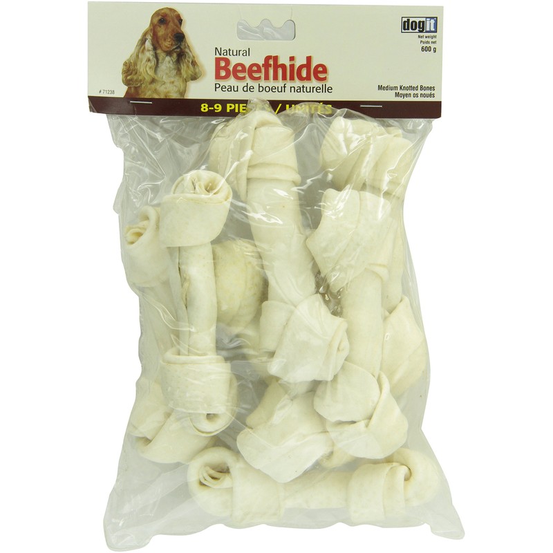 Dogit Natural Beefhide Knotted Bone, Medium, 15-18cm, 6-7-Inch, 600gm, 21.2-Ounce,