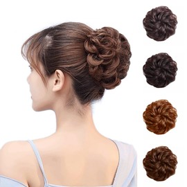 DAILUOSI Bun Wig, Volume Up, Hair Ornament, Hair Scrunchie, Heat Resistant Fiber, Volume Up, Curled, Easy to Wear, Natural Feel, Women's, Part Wig, Kimono, Chignon, 1 Piece