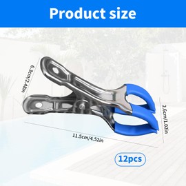 ROSYLEVE Pack of 12 Metal Clips for Pool Cover, Mounting Clips with Protective Film, Clamping Clamps for Above Ground Pools, Clamping Clamps with Strong Clamping Force for Gluing, Photography,
