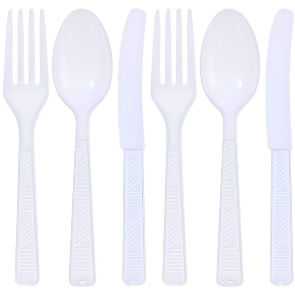 Party Dimensions Plastic White | Pack of 48 Cutlery Combo, 48 count
