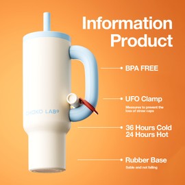 CHAKO LAB BaWang Insulated Stainless Steel Tumbler | Tumbler with Handle and Straw 33oz | Cup Holder Friendly for Travel | Leakproof Water Bottle | BPA-Free | 316 stainless steel liner| white＆blue