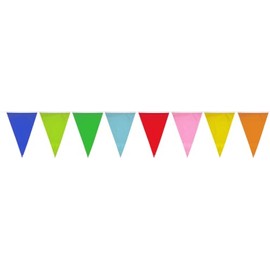 HEKU Colourful Bunting with 20 Bunting, Weatherproof, 10 Metres Long, Large, Eye-catching Bunting, Ideal for Events, with Integrated Mounting Tape